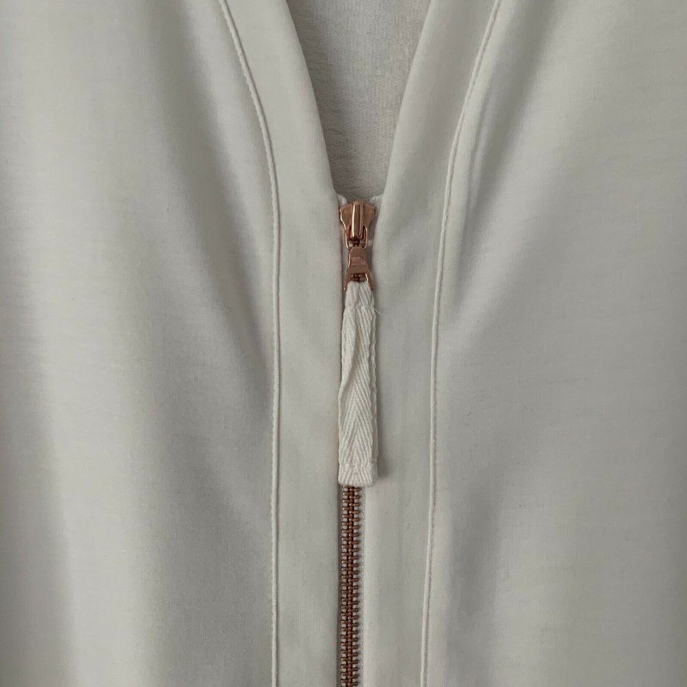 LOGO by Lori Goldstein XL Beige Zip Lace Cardigan - Picture 5 of 10